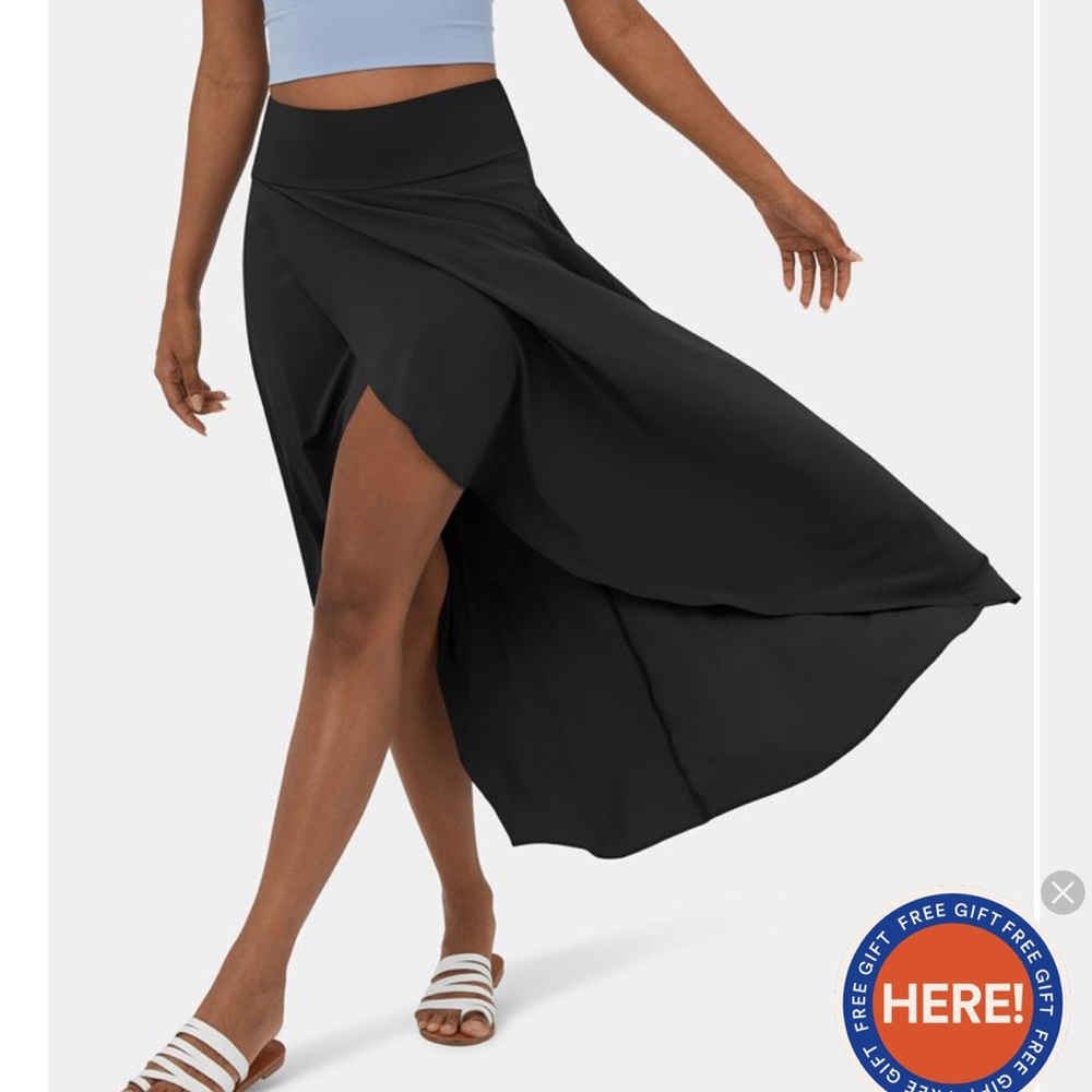 🐾 NWT Halara Breezeful High Waist Low Ruffle 2in 1 Flowy Quick Dry Maxi Skirt